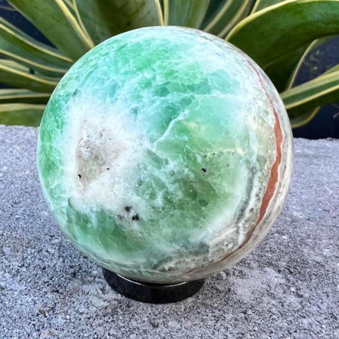 Green Banded Calcite Crystal Sphere Metaphysical, Crystals, Healing, Stone Sphere