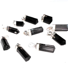 Load image into Gallery viewer, Black Tourmaline Crystal Pendant Silver Plated Mount
