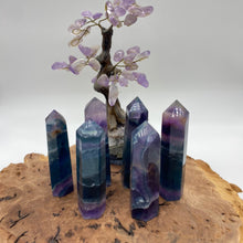 Load image into Gallery viewer, Rainbow Fluorite Crystal Tower Point Generator
