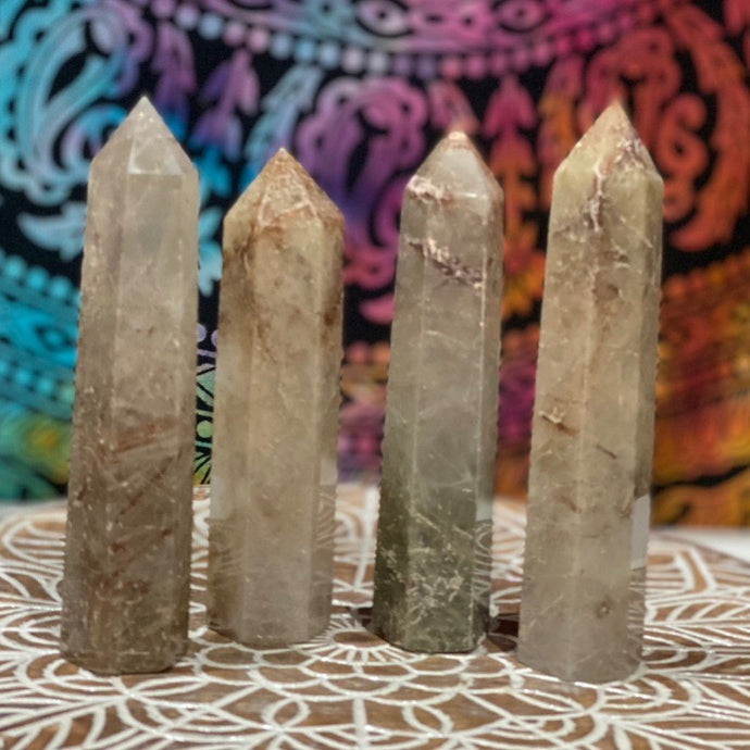 Rutilated Quartz Crystal Tower Point Generator