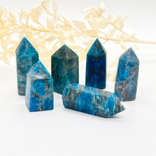 Load image into Gallery viewer, Apatite Crystal Small Tower Point Generator Blue Crystal
