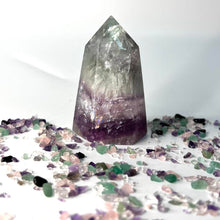 Load image into Gallery viewer, Rainbow Fluorite Crystal Tower Point Generator
