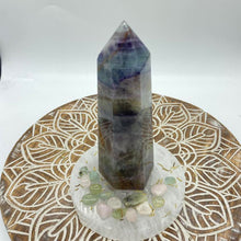 Load image into Gallery viewer, Purple / Blue Fluorite Crystal Tower Point Generator
