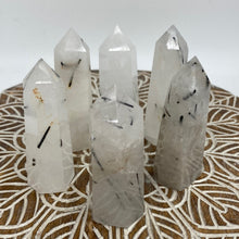 Load image into Gallery viewer, Black Tourmaline in Quartz Tower Point Generator
