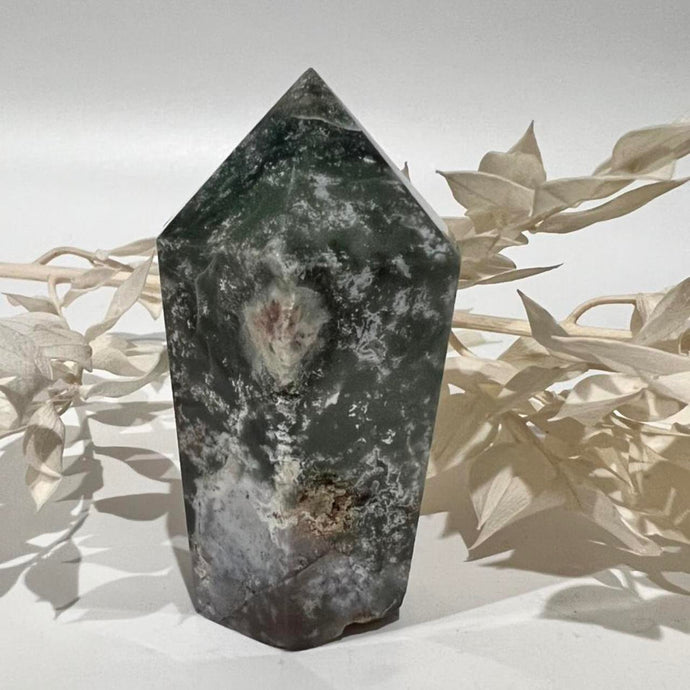 Moss Agate Crystal Tower Point Generator