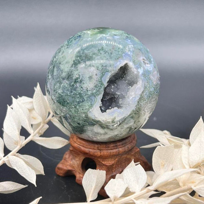 Moss Agate Crystal Sphere Crystal Ball