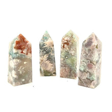 Load image into Gallery viewer, Green  Flower Agate Crystal Tower Point Generator
