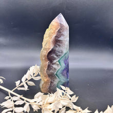 Load image into Gallery viewer, Rainbow Fluorite Crystal Tower Point Generator
