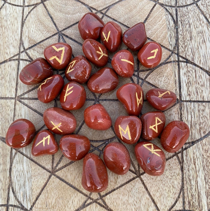 Red Jasper Tumble Stone  Runes Crystal Rune Set