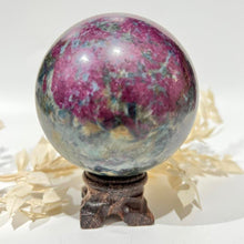 Load image into Gallery viewer, Ruby and Kyanite Crystal Sphere Crystal Ball
