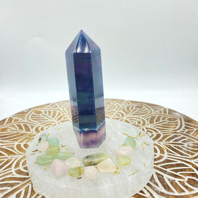 Purple Blue Fluorite Crystal Tower Point Generator