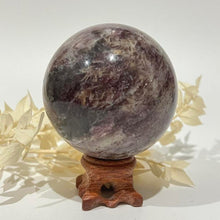 Load image into Gallery viewer, Pegmatite Crystal Sphere ~ Smokey Quartz, Lepidolite, Lithium, Pink Tourmaline Crystal Ball
