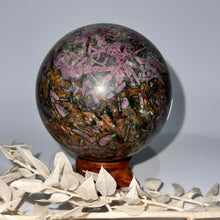 Load image into Gallery viewer, Ruby and Kyanite Crystal Sphere Crystal Ball
