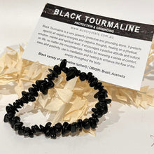 Load image into Gallery viewer, Black Tourmaline Crystal chip bracelet
