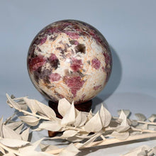 Load image into Gallery viewer, Pegmatite Crystal Sphere ~ Smokey Quartz, Lepidolite, Lithium, Pink Tourmaline Crystal Ball
