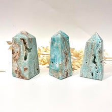 Load image into Gallery viewer, Blue Aragonite Crystal Tower Obelisk Crystal Tower Blue Crystal
