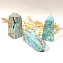 Load image into Gallery viewer, Blue Aragonite Crystal Tower Obelisk Crystal Tower Blue Crystal
