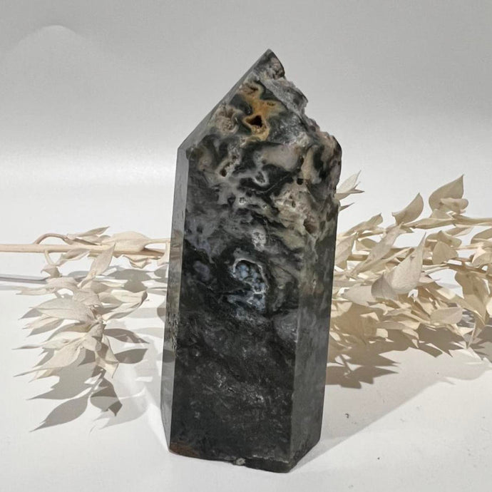 Moss Agate Crystal Tower Point Generator