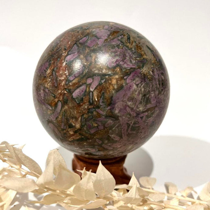 Ruby and Kyanite Crystal Sphere Crystal Ball