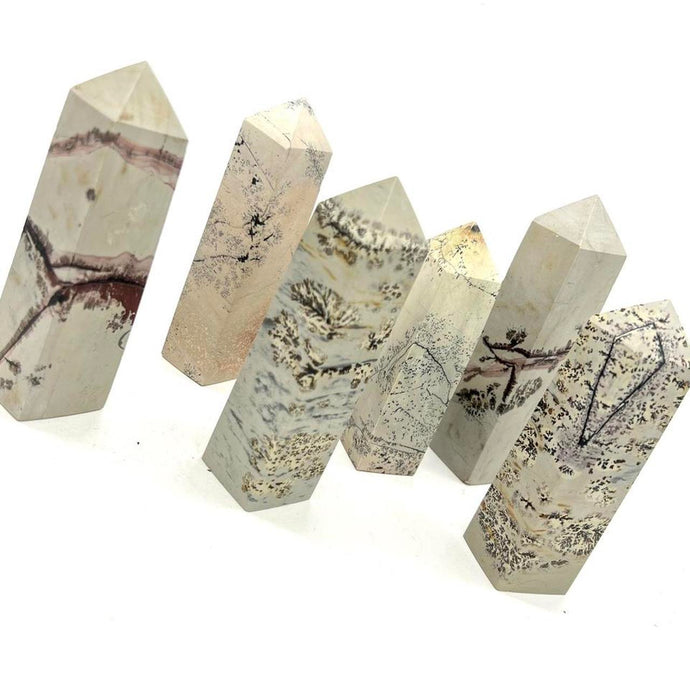 Dendritic Picture Jasper Tower Point Generator stone Crystal