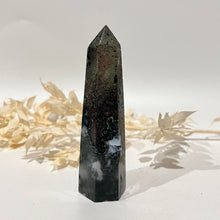 Load image into Gallery viewer, Moss Agate Crystal Tower Point Generator
