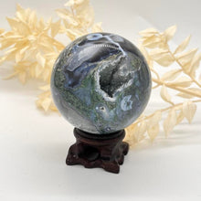 Load image into Gallery viewer, Moss Agate Crystal Sphere Crystal Ball
