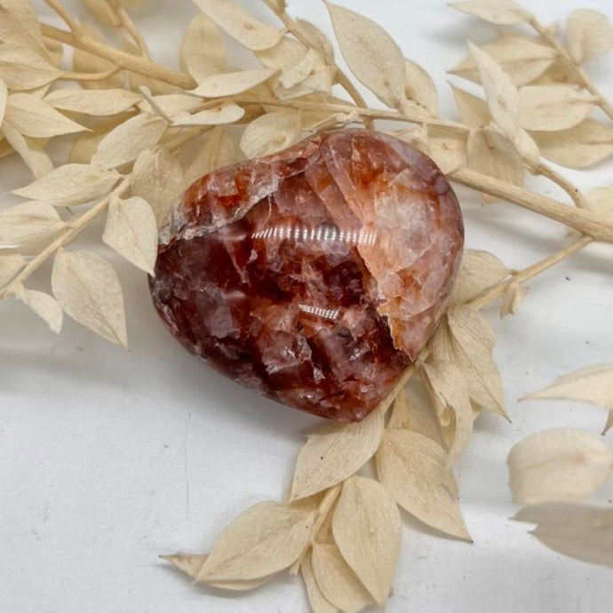 Fire Quartz Crystal Heart Crystal