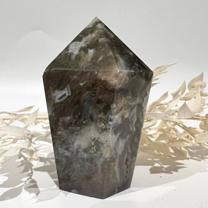 Moss Agate Crystal Tower Point Generator