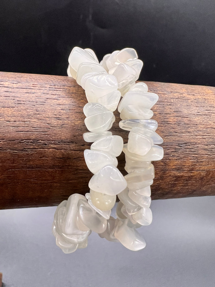 Rainbow Moonstone Crystal Chip Bracelet