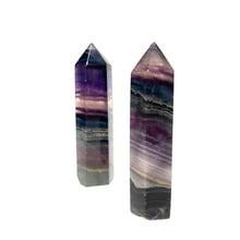 Load image into Gallery viewer, Purple Blue Fluorite Crystal Tower Point Generator
