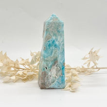 Load image into Gallery viewer, Blue Aragonite Crystal Tower Obelisk Crystal Tower Blue Crystal
