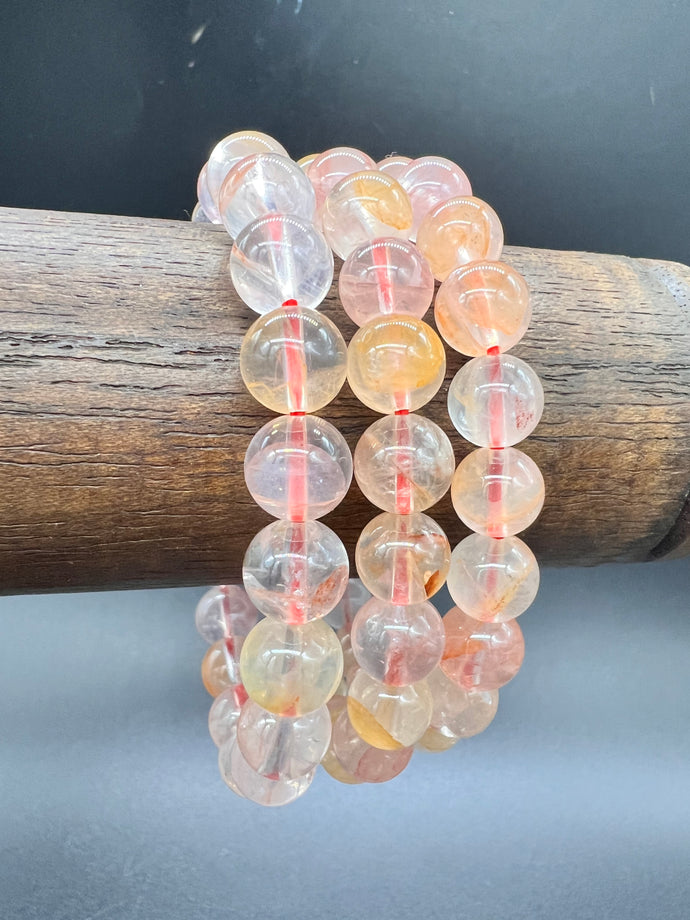 Golden Red Quartz Crystal Chip Bracelet