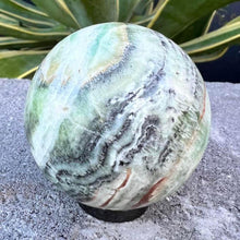 Load image into Gallery viewer, Green Banded Calcite Crystal Sphere Metaphysical, Crystals, Healing, Stone Sphere
