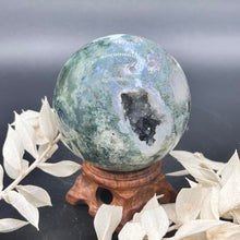 Load image into Gallery viewer, Moss Agate Crystal Sphere Crystal Ball
