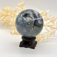 Load image into Gallery viewer, Moss Agate Crystal Sphere Crystal Ball
