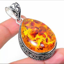 Load image into Gallery viewer, Vintage Design Baltic Amber Gemstone 925 Sterling Silver Jewellery Pendant Gift for Her
