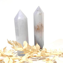 Load image into Gallery viewer, Blue Chalcedony Crystal Tower Point Generator
