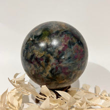 Load image into Gallery viewer, Ruby and Kyanite Crystal Sphere Crystal Ball
