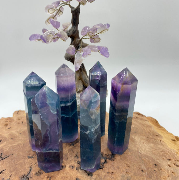 Rainbow Fluorite Crystal Tower Point Generator