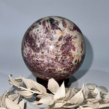 Load image into Gallery viewer, Pegmatite Crystal Sphere ~ Smokey Quartz, Lepidolite, Lithium, Pink Tourmaline Crystal Ball
