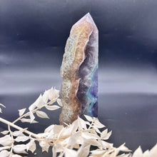 Load image into Gallery viewer, Rainbow Fluorite Crystal Tower Point Generator
