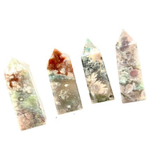 Load image into Gallery viewer, Green  Flower Agate Crystal Tower Point Generator
