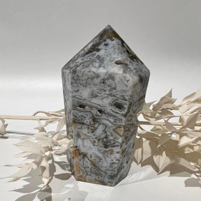 Moss Agate Crystal Tower Point Generator