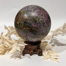 Load image into Gallery viewer, Ruby and Kyanite Crystal Sphere Crystal Ball
