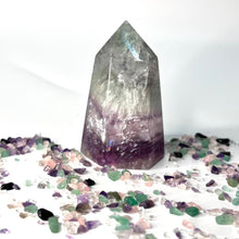 Load image into Gallery viewer, Rainbow Fluorite Crystal Tower Point Generator
