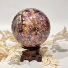 Load image into Gallery viewer, Pegmatite Crystal Sphere ~ Smokey Quartz, Lepidolite, Lithium, Pink Tourmaline Crystal Ball
