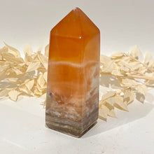 Load image into Gallery viewer, Honey Calcite Crystal Tower Point Obelisk Generator
