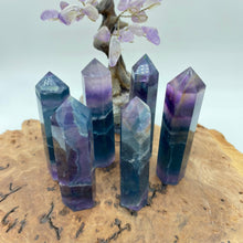 Load image into Gallery viewer, Rainbow Fluorite Crystal Tower Point Generator
