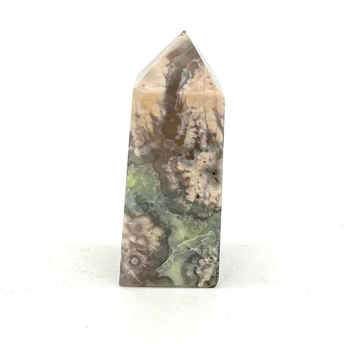 Green  Flower Agate Crystal Tower Point Generator