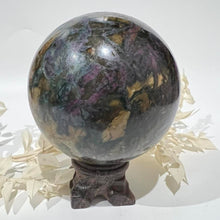 Load image into Gallery viewer, Ruby and Kyanite Crystal Sphere Crystal Ball
